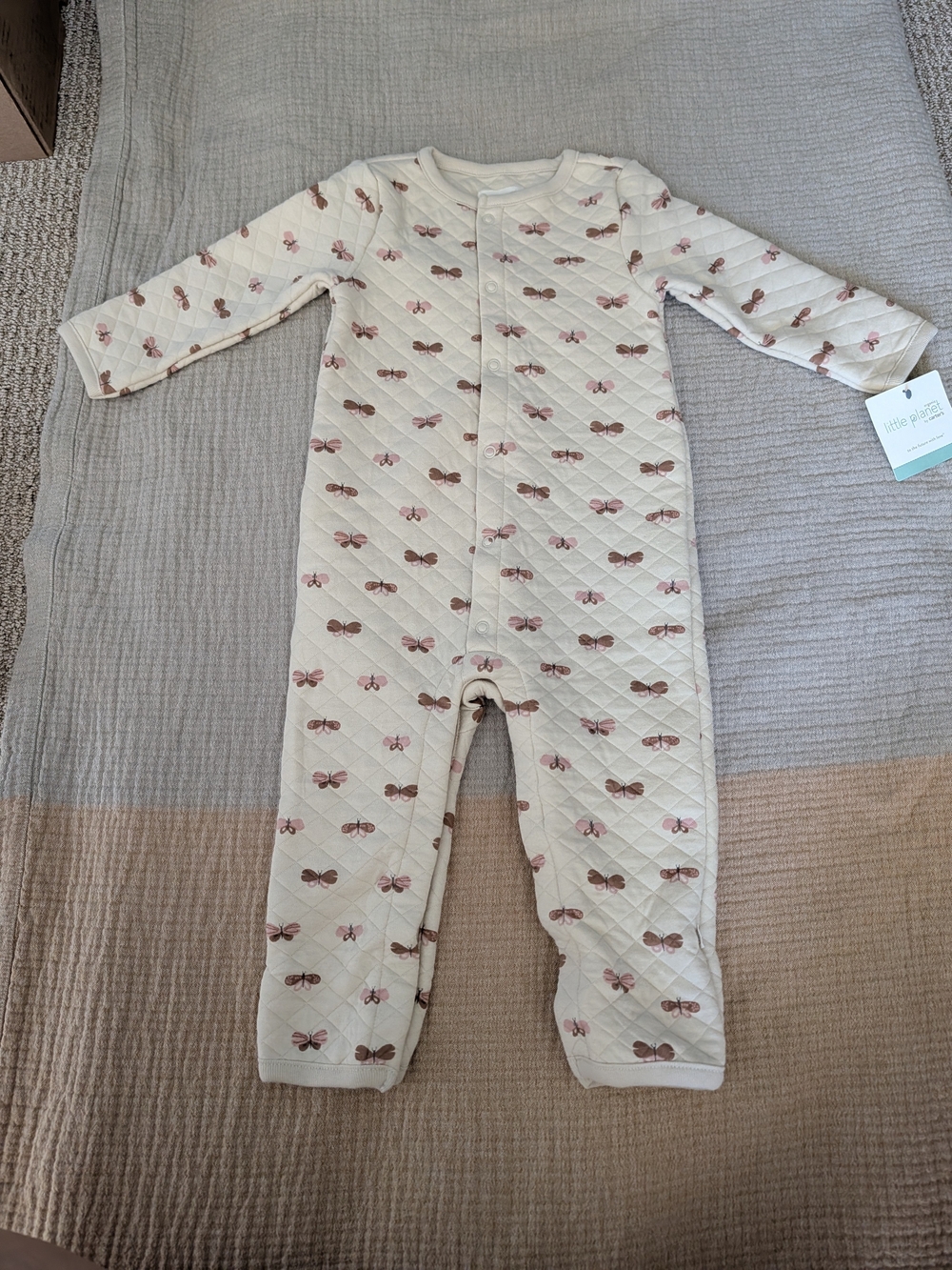 NWT Little Planet by Carter's Baby Quilted Button Romper in Cream Size 18M